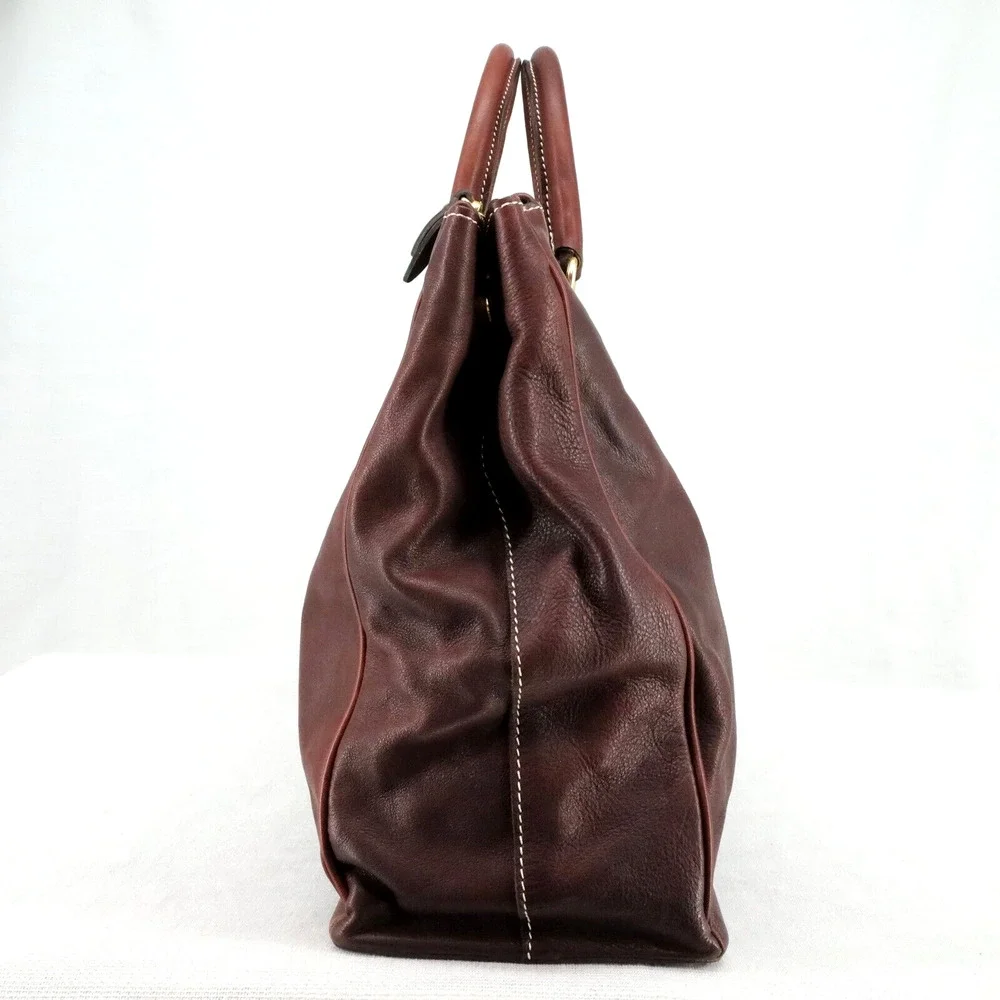 My Choice Leather Briefcase Womens Burgundy Bag Handbag Zip Lined Magnetic Italy